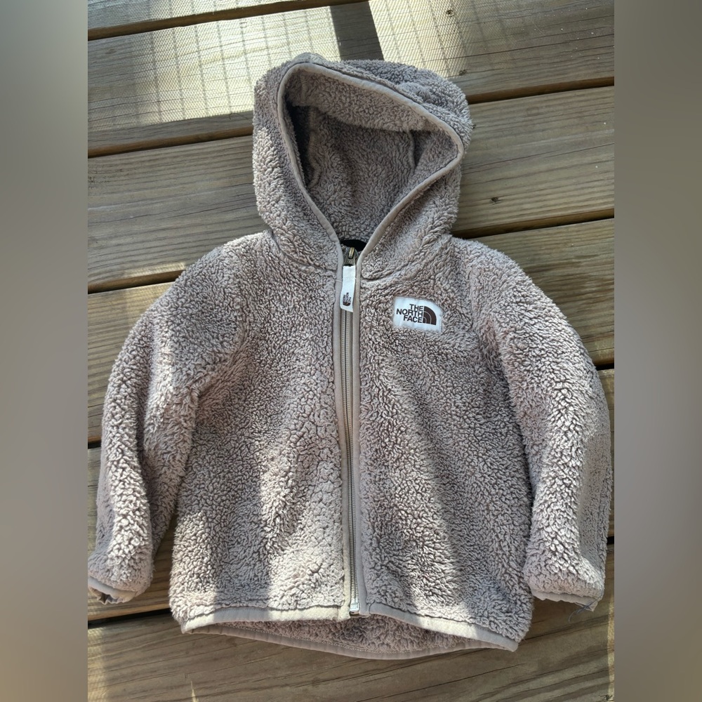 The North Face baby Taupe Sherpa Fleece Jacket with Hood